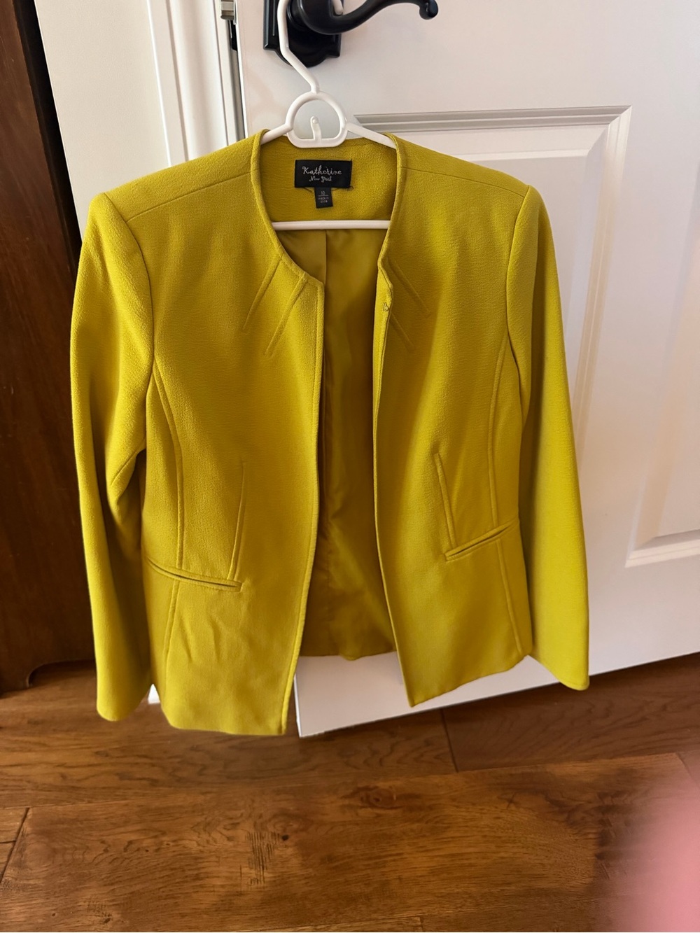 Women's Yellow Collarless Blazer Jacket